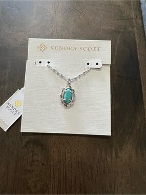 Kendra Scott Silver Necklace with Turquoise Oval Pendant